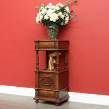 Load image into Gallery viewer, x SOLD Antique French Walnut and Marble Lamp Table, Bedside Cabinet Table Hall Cupboard B10458