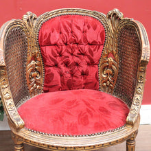 Load image into Gallery viewer, x SOLD Antique French Gilt Timber, Cane, Button Back Fabric, Boudoir Chair, Armchair B11146