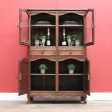 Load image into Gallery viewer, x SOLD Vintage French Oak with 4 Carved Doors 2 drawers Bookcase China Display Cabinet B10699