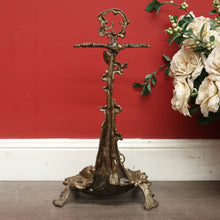 Load image into Gallery viewer, x SOLD Antique French Brass Umbrella Holder with Resting Dog, Horn, Hunting Scene. B9830