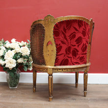 Load image into Gallery viewer, x SOLD Antique French Gilt Timber, Cane, Button Back Fabric, Boudoir Chair, Armchair B11146