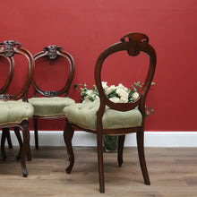Load image into Gallery viewer, x SOLD Set of 6 Antique English Dining Chairs, Mahogany Balloon Back Kitchen Chairs B10796