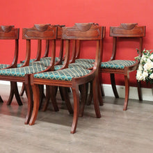 Load image into Gallery viewer, x SOLD Set of 8 Regency Style Dining Chairs, 8 Vintage English Mahogany Kitchen Chairs. B10385