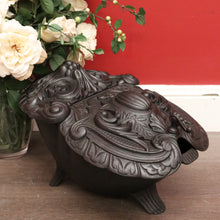 Load image into Gallery viewer, x SOLD Antique French Cast Iron Coal Scuttle Magazine Holder Kindling Holder Fire Tool. B10019