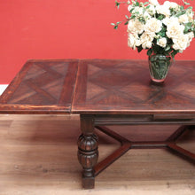 Load image into Gallery viewer, x SOLD Antique French Oak 2 Leaf Dining Table, Parquetry Top Extension Kitchen Table B11210