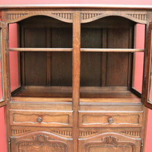 Load image into Gallery viewer, x SOLD Vintage French Oak with 4 Carved Doors 2 drawers Bookcase China Display Cabinet B10699