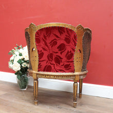 Load image into Gallery viewer, x SOLD Antique French Gilt Timber, Cane, Button Back Fabric, Boudoir Chair, Armchair B11146