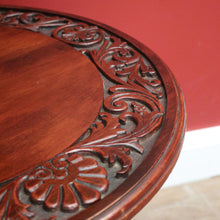 Load image into Gallery viewer, x SOLD Antique English Walnut Lamp Table, Side, Wine Table or Bedside Table Carved Top B11106