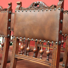 Load image into Gallery viewer, x SOLD Set of 8 Antique French Dining Chairs, Kitchen Chairs with Brass Studs to Seats. B10281