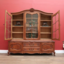 Load image into Gallery viewer, X SOLD Antique Vintage French Oak Bookcase or China Cabinet, Glass Door, and Drawers. B11270