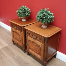 Load image into Gallery viewer, x SOLD Pair of Vintage French Lamp Tables or Bedside Tables Drawer and Cupboard Storage B10664