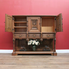 Load image into Gallery viewer, x SOLD Antique Belgium Gothic Sideboard, Sacrament Cabinet, 3 Door Drawer Church Chest B10862