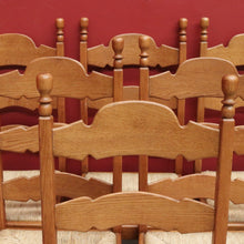 Load image into Gallery viewer, x SOLD Set of Six Antique French Dining Chairs, Antique Oak and Rush Seat Kitchen Chair B10815