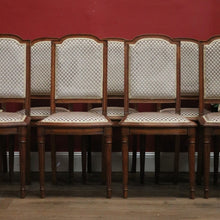 Load image into Gallery viewer, x SOLD Set of 8 Antique French Dining Chairs or Kitchen Chairs, Fabric Backs and Seats. B10516