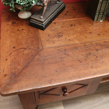 Load image into Gallery viewer, x SOLD Antique French Brittany Cherrywood 2 Drawers Office Writing Desk Hall Foyer Table with Stretcher Base B10724