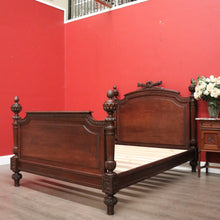 Load image into Gallery viewer, x SOLD Antique French Bed, French Oak Double Bed with Headboard, Foot Side Rails Slats B10455