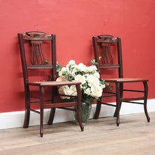Load image into Gallery viewer, x SOLD Pair of Antique English Hall Chairs English Mahogany Lyre Back Chairs Cane Seats B11065