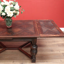 Load image into Gallery viewer, x SOLD Antique French Oak 2 Leaf Dining Table, Parquetry Top Extension Kitchen Table B11210