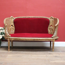Load image into Gallery viewer, Antique French Settee, Sofa, Gilt Timber, Cane, Fabric, Boudoir Chair, Armchair B11145