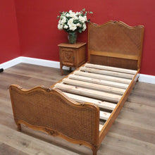 Load image into Gallery viewer, x SOLD Antique French Single Bed, Oak and Cane Bed. Bedhead, Foot, Side Rails Slats 3/3. B11266