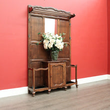 Load image into Gallery viewer, x SOLD Antique French Oak Hall Stand, Mirror Back Hall Tree Coat Rack. Umbrella Stand. B9825