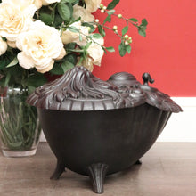 Load image into Gallery viewer, x SOLD Antique French Cast Iron Coal Scuttle Magazine Holder Kindling Holder Fire Tool. B10019