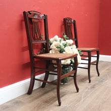 Load image into Gallery viewer, x SOLD Pair of Antique English Hall Chairs English Mahogany Lyre Back Chairs Cane Seats B11065