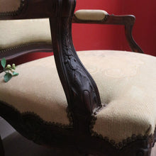 Load image into Gallery viewer, x SOLD Antique Grandfather Chair, Oak and Tapestry Padded Arm Armchair Grandfather Seat B10782