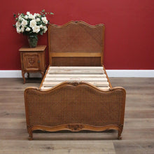 Load image into Gallery viewer, x SOLD Antique French Single Bed, Oak and Cane Bed. Bedhead, Foot, Side Rails Slats 3/3. B11266