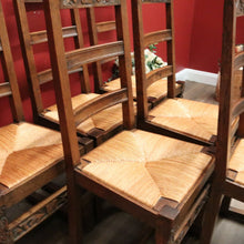 Load image into Gallery viewer, x SOLD - Set of 6 Antique French Rush Seat Dining Chairs, 6 Antique French Kitchen Chairs B10783