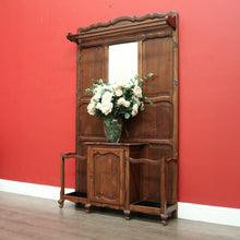 Load image into Gallery viewer, x SOLD Antique French Oak Hall Stand, Mirror Back Hall Tree Coat Rack. Umbrella Stand. B9825