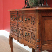 Load image into Gallery viewer, x SOLD Antique French Chest of Drawers, Hall Cabinet Cupboard of 2 Drawers, Oak & Brass B11085
