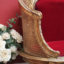Load image into Gallery viewer, x SOLD Antique French Settee, Sofa, Gilt Timber, Cane, Fabric, Boudoir Chair, Armchair B11145