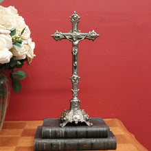 Load image into Gallery viewer, x SOLD Antique Vintage Crucifix, Free Standing Cross, Jesus on Cross Silver Plate Cross B10903