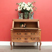 Load image into Gallery viewer, x SOLD Antique French Writing Bureau Chest of Drawer Bureau Desk Secretaire Oak Leather B10164