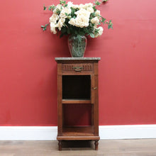 Load image into Gallery viewer, Antique French Oak and Marble Bedside Table, Tier Base Lamp Table Bedside Table B10916
