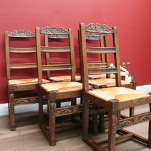 Load image into Gallery viewer, x SOLD - Set of 6 Antique French Rush Seat Dining Chairs, 6 Antique French Kitchen Chairs B10783
