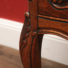 Load image into Gallery viewer, x SOLD Antique French Chest of Drawers, Hall Cabinet Cupboard of 2 Drawers, Oak & Brass B11085