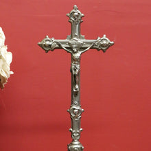 Load image into Gallery viewer, x SOLD Antique Vintage Crucifix, Free Standing Cross, Jesus on Cross Silver Plate Cross B10903