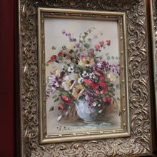 Load image into Gallery viewer, x SOLD Pair of Oil on Canvas Floral Arrangements, Set of Two Painting in Gilt Frames B10808