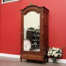 Load image into Gallery viewer, x SOLD Antique French Wardrobe, Armoire, Blind Bookcase, Linen Press.  Oak, Gilt Brass and Bevelled Mirror. B10532