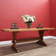 Load image into Gallery viewer, x SOLD Antique French Oak Twin Pedestal Dining Table or Kitchen Table, Stretcher Base. B11170