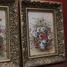 Load image into Gallery viewer, x SOLD Pair of Oil on Canvas Floral Arrangements, Set of Two Painting in Gilt Frames B10808