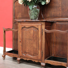 Load image into Gallery viewer, x SOLD Antique French Oak Hall Stand, Mirror Back Hall Tree Coat Rack. Umbrella Stand. B9825