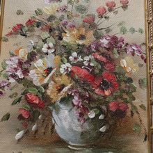 Load image into Gallery viewer, x SOLD Pair of Oil on Canvas Floral Arrangements, Set of Two Painting in Gilt Frames B10808