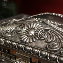 Load image into Gallery viewer, x SOLD Vintage Pewter Jewellery Box, Navy Velvet Lining and Two Dividers, Scroll Work B11227