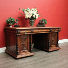 Load image into Gallery viewer, x SOLD Antique French Oak Office Desk, French Twin Pedestal Desk, 3 Drawer Desk in Oak. B10255