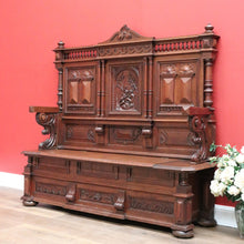 Load image into Gallery viewer, x SOLD Antique French Hall Seat, French Gothic Carved Blanket Box Bench Seat Hall Chair B10154