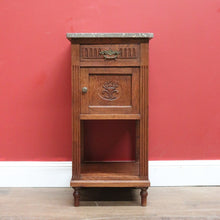 Load image into Gallery viewer, x SOLD Antique French Oak and Marble Bedside Table, Tier Base Lamp Table Bedside Table B10916