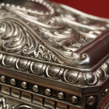 Load image into Gallery viewer, x SOLD Vintage Pewter Jewellery Box, Navy Velvet Lining and Two Dividers, Scroll Work B11227